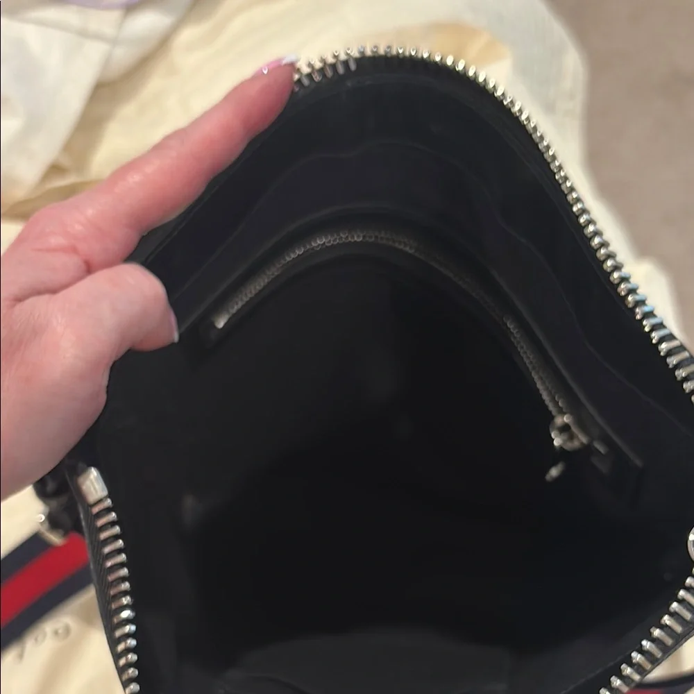 Gucci Black Messenger Bag with Monogram Canvas and Webbing Strap - Picture 2 of 16